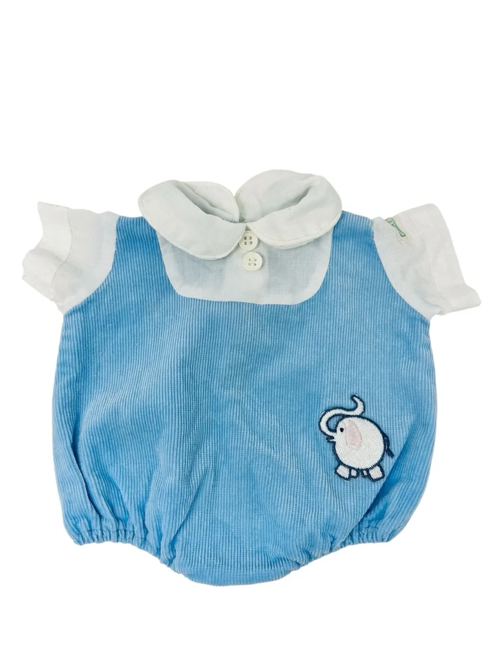 Vintage Cabbage Patch Kids Doll Baby Corduroy Elephant Romper Coleco Blue White